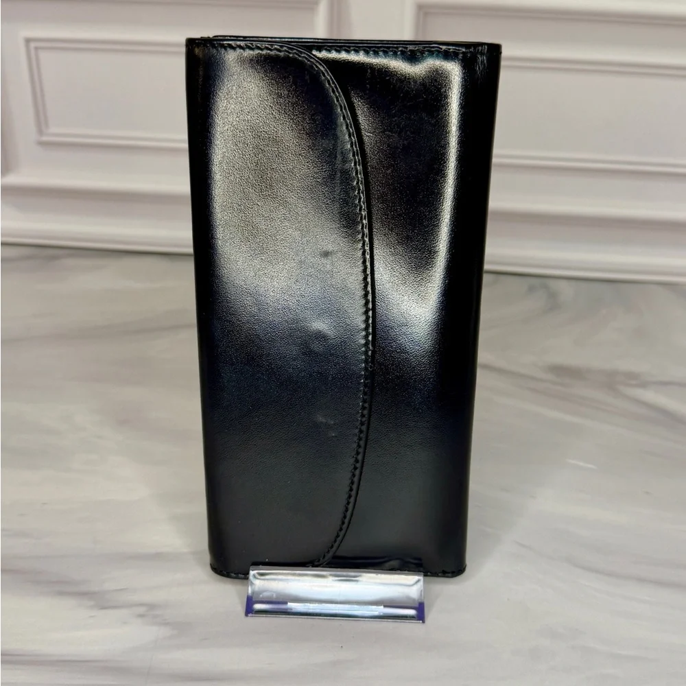 Vintage Gucci Queen Margaret Navy Blue Leather Long Bifold Wallet | Horsebit - Picture 3 of 6